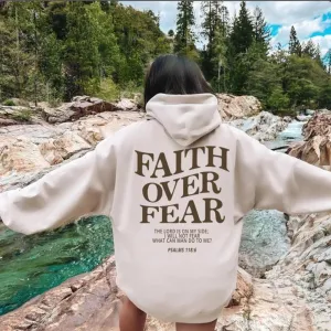 1pc Faith Over Fear Christian Hoodie Christian Sweatshirt Jesus Hoodie Trendy Hoodie Bible Verse Shirt Unisex Aesthetic Clothes