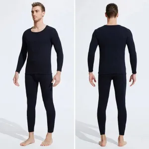 2-piece men's solid color simple autumn and winter thermal underwear