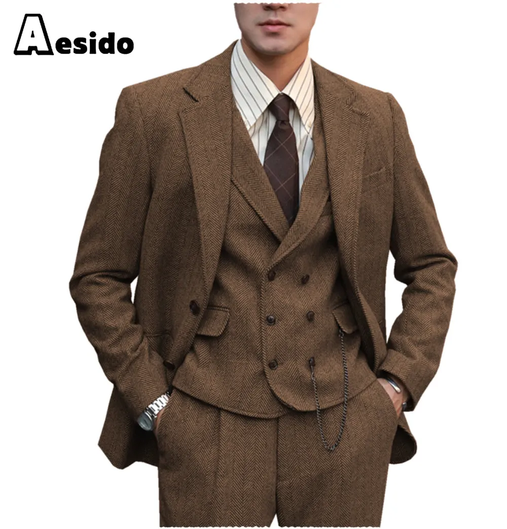 3 Pieces Notch Lapel Men Suit（Blazer Vest Pants）