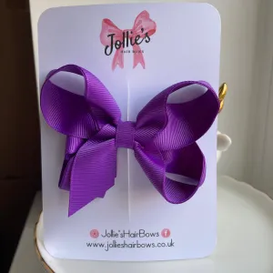 4inch Double Layers Bow with Clip - Purple