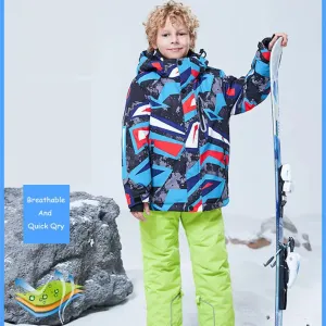 Boys Girls Winter Snow Coat & Snow Pants Printed Warm Outwear