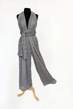 Calista Plus Gray Lace Jumpsuit