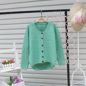 Cardigan Pure Color Elbow Patch Knit Sweater