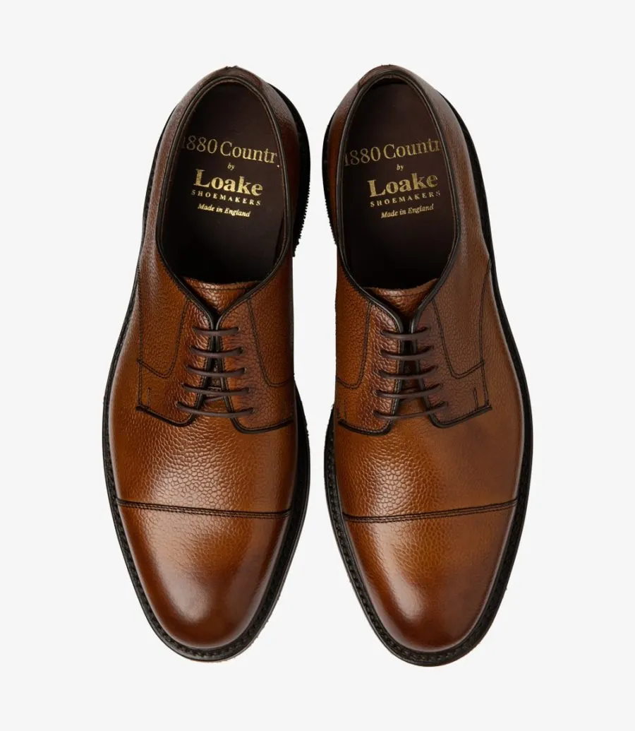 Chestnut Ampleforth Grain Leather Cap Toe Derby Shoes