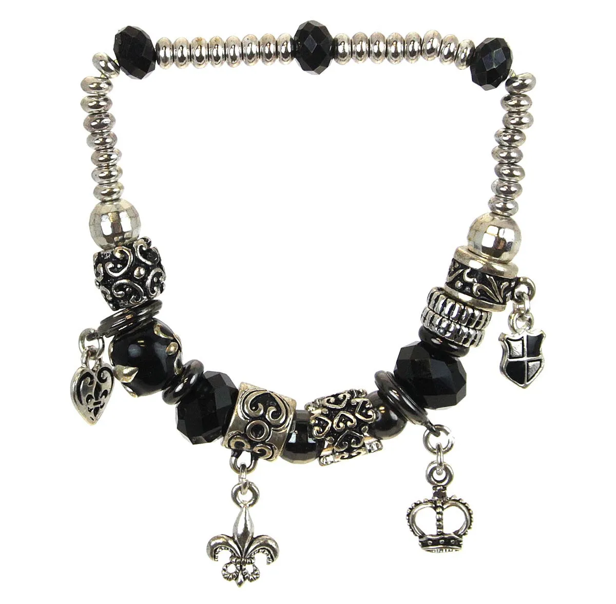 Crown Charm Bracelet Silver