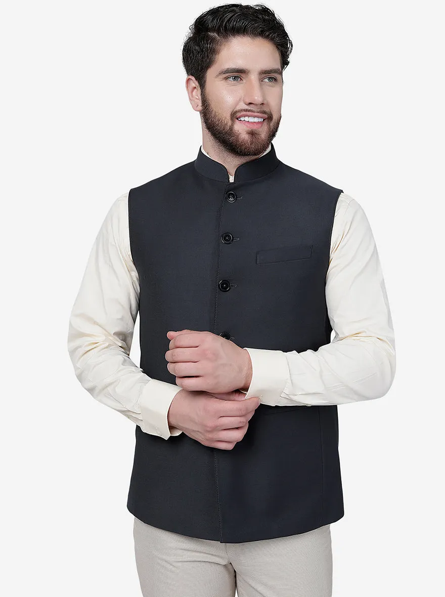 Dark Grey Solid Regular Fit Modi Jacket | JadeBlue