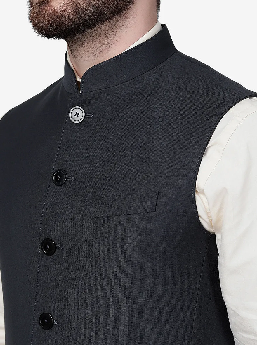 Dark Grey Solid Regular Fit Modi Jacket | JadeBlue