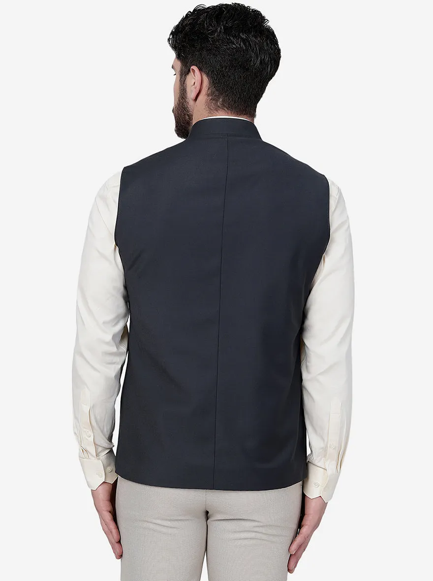 Dark Grey Solid Regular Fit Modi Jacket | JadeBlue