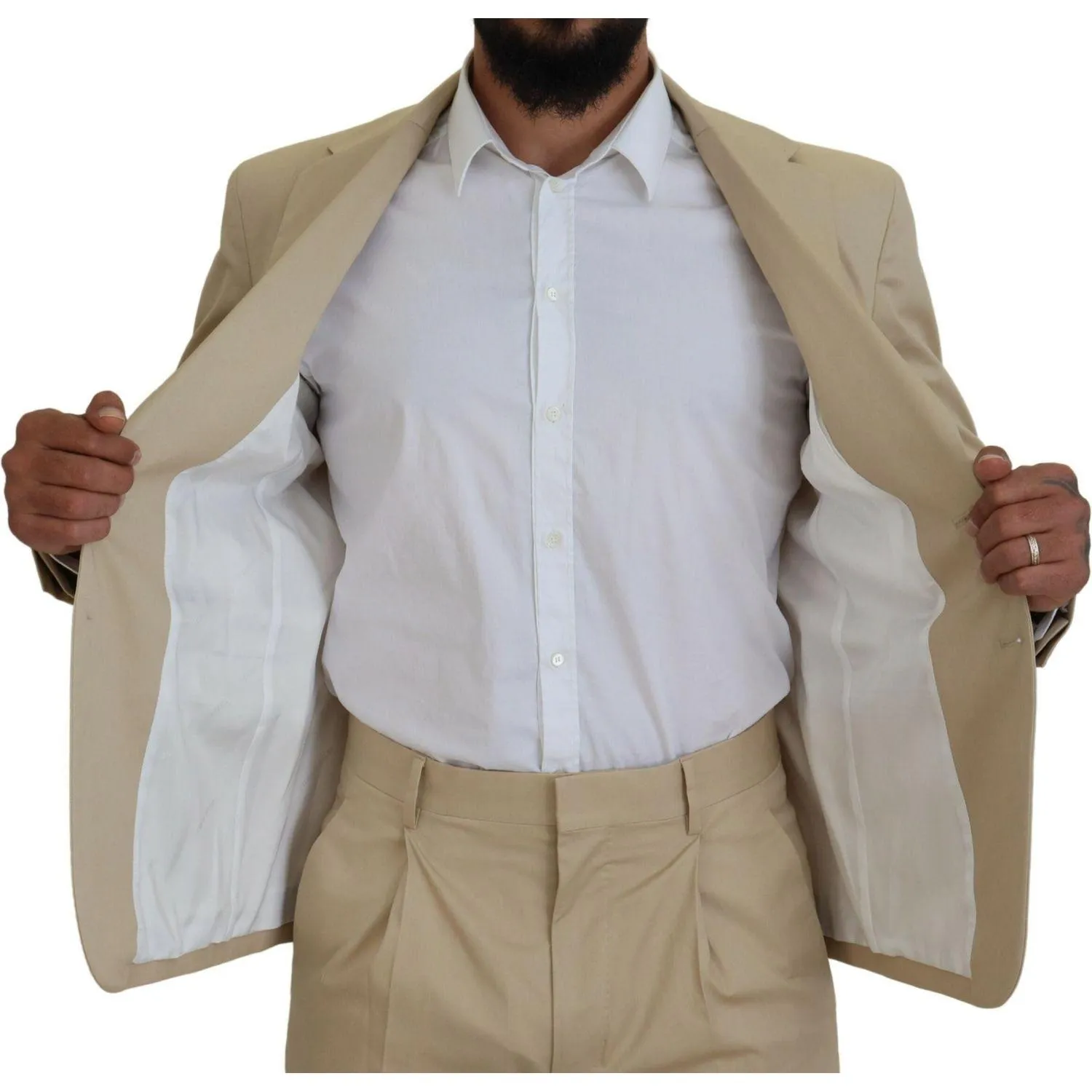 Dsquared² Beige Cotton Single Breasted 2 Piece CIPRO Suit