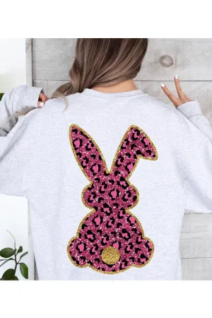 Easter Bunny Faux Glitter Back Graphic Sweatshirts