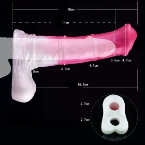 Extender Silicone Sheath Stretchable Colorful Hollow Dildo