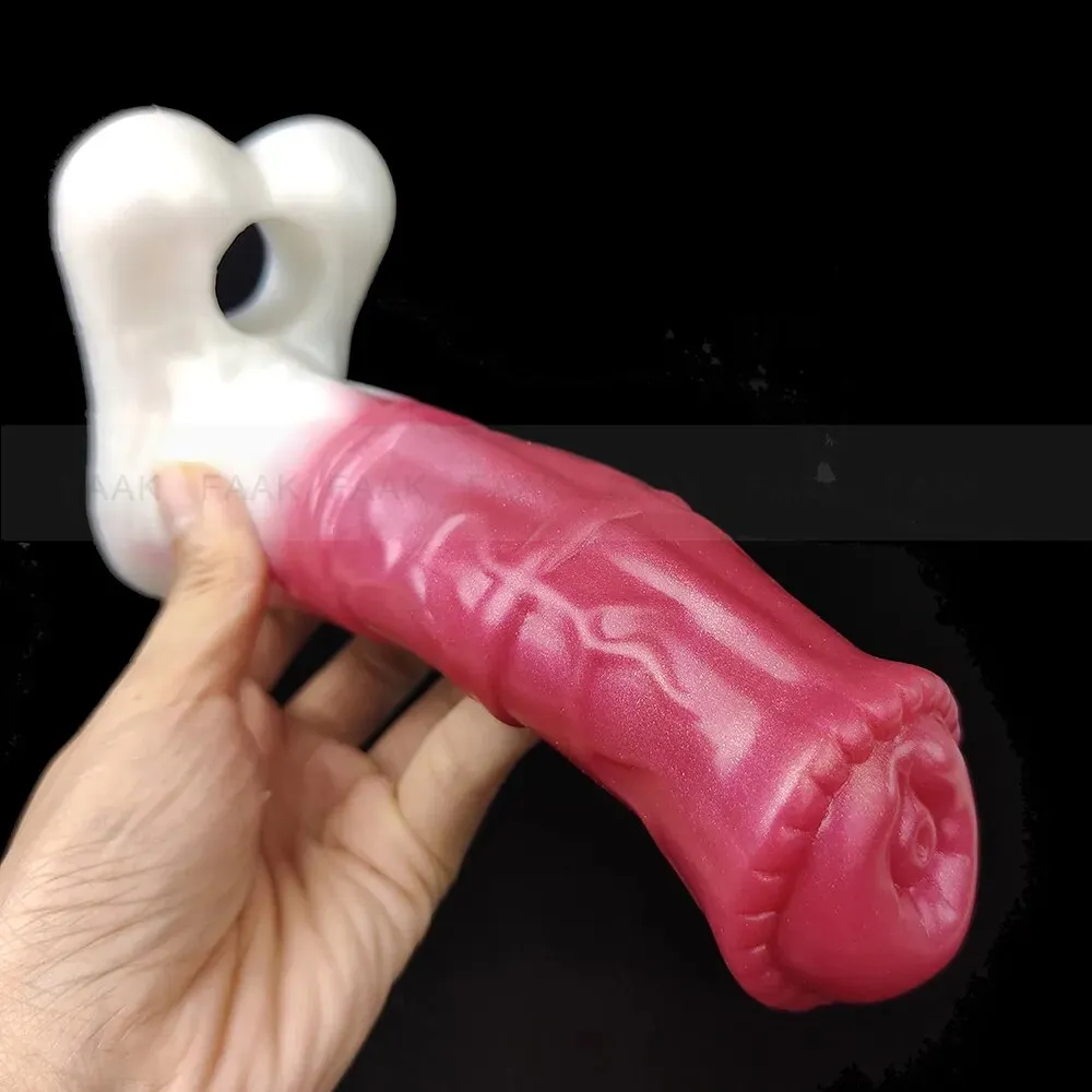 Extender Silicone Sheath Stretchable Colorful Hollow Dildo