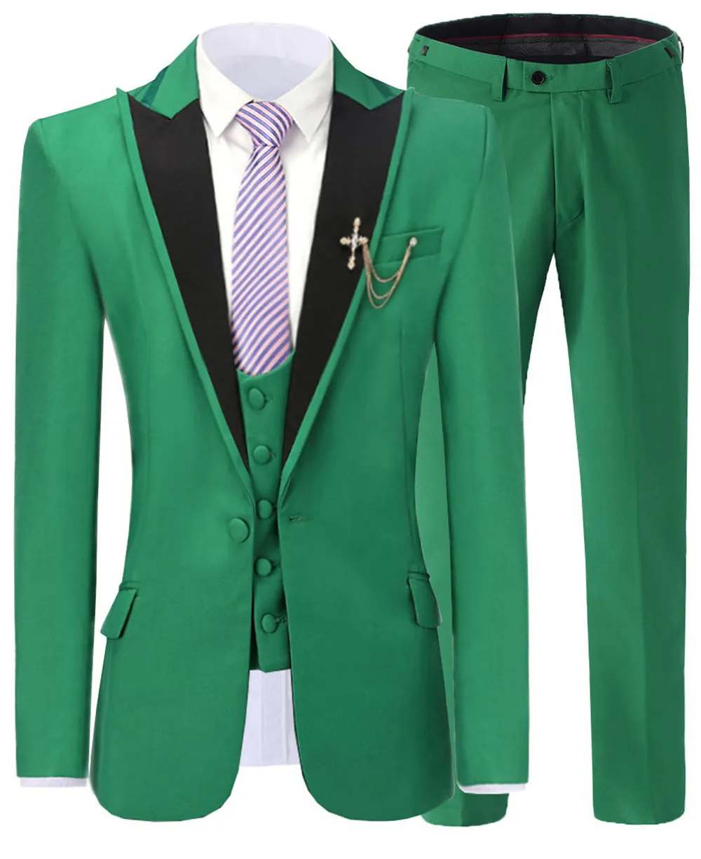 Fashion Peak Lapel 3 Pieces Mens Suit For Wedding (Blazer vest Pants)