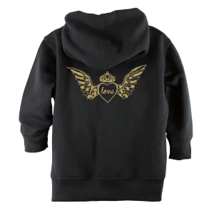 Glitter Gold Love Angel Wings Front Zipper Toddler Hoodie