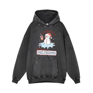 Just Having A Meltdown Snowman Vintage Washed Hoodie