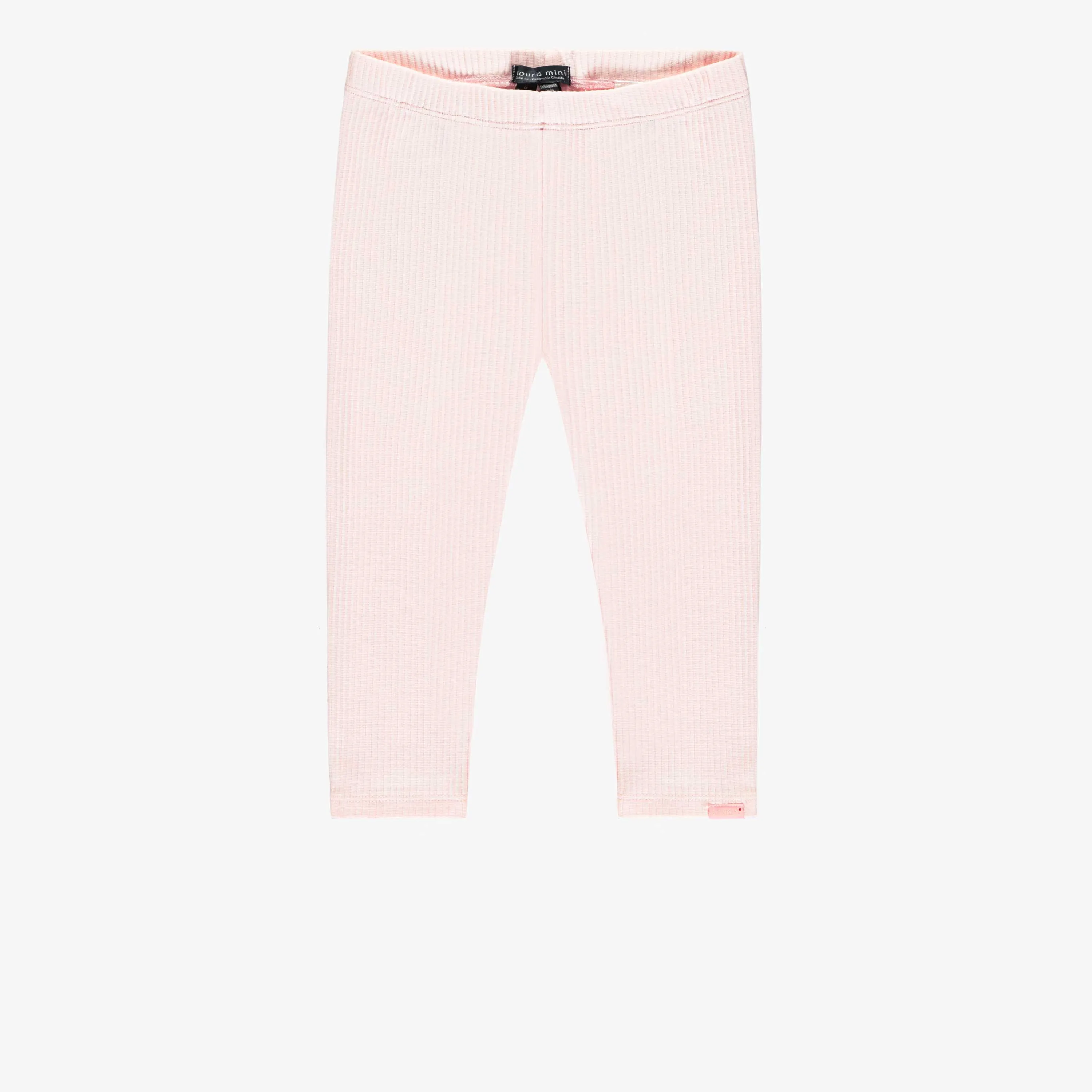 Legging rose pâle longueur ¾ en tricot côtelé, enfant || Light pink ¾ length legging in ribbed knit, child