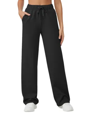 Loose Fleece Lined Mid-Waist Casual Pants