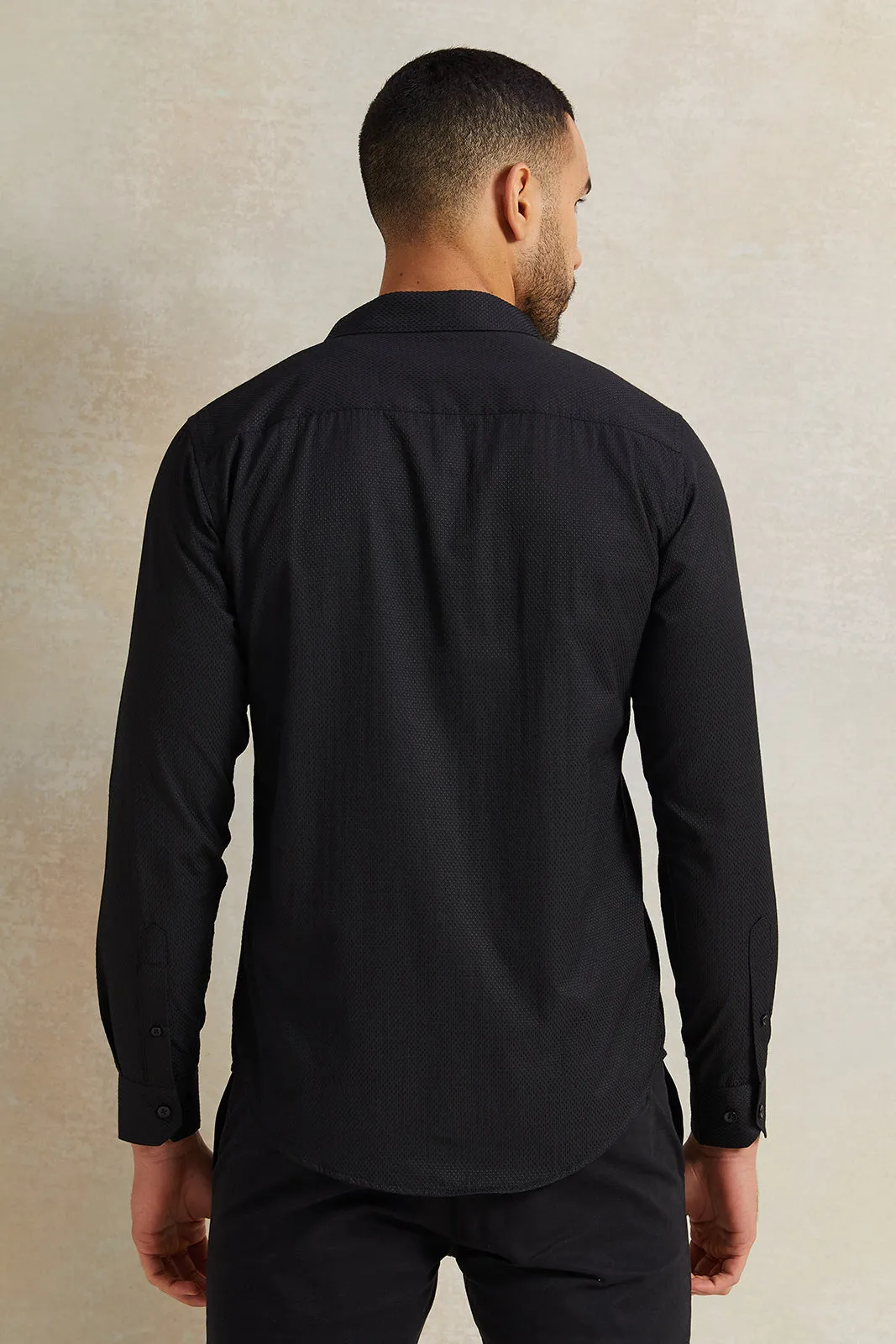 Men Black Stand-Up Pack Shirt