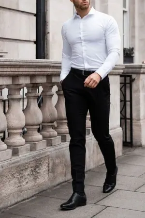 Men's Formal Pant Shirt Wedding Wear white Shirt With Black Pant Party Wear Groomsmen Wear Elegant Clothing