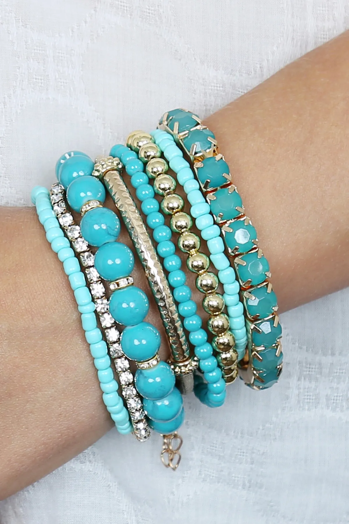 MULTICOLOR STRETCH BRACELET/6PCS