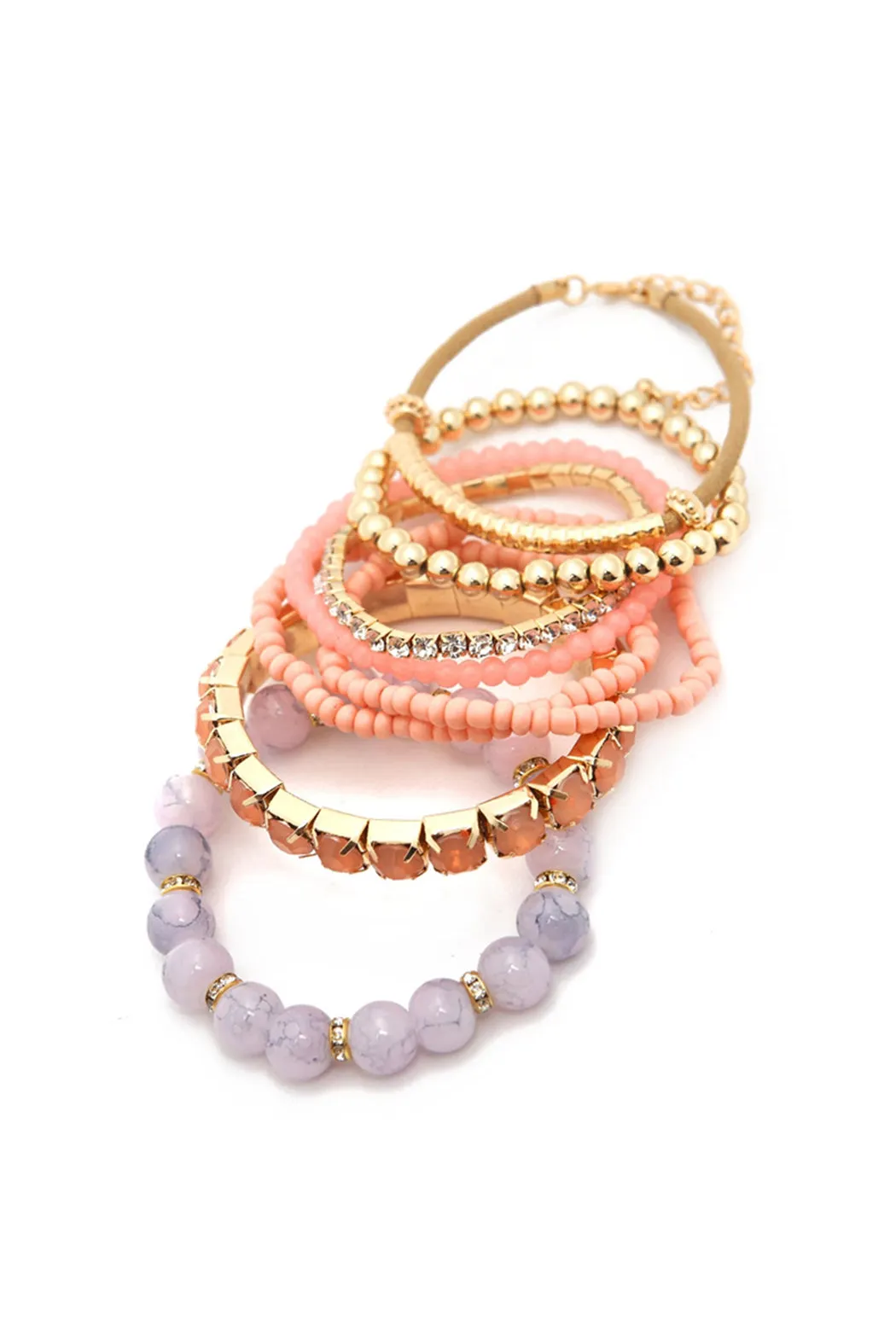 MULTICOLOR STRETCH BRACELET/6PCS