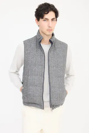 Navy & Grey Wool Reversible Padded Vest