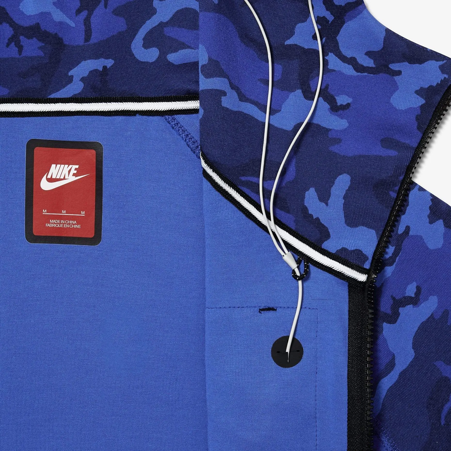 NIKE TECH FLEECE MEN'S HOODIE - BLUE CAMO