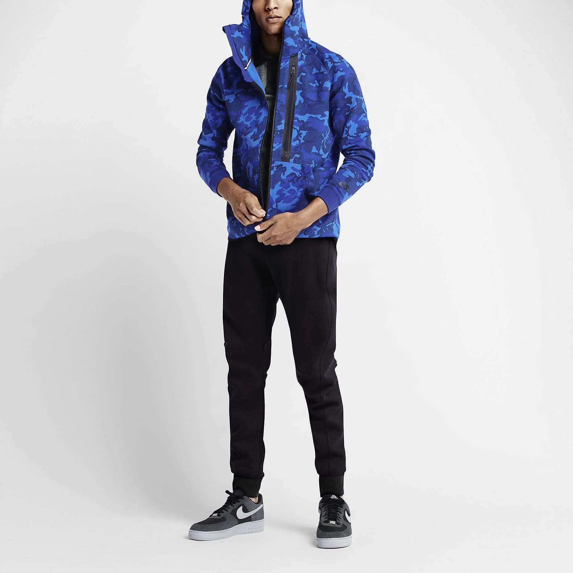 NIKE TECH FLEECE MEN'S HOODIE - BLUE CAMO