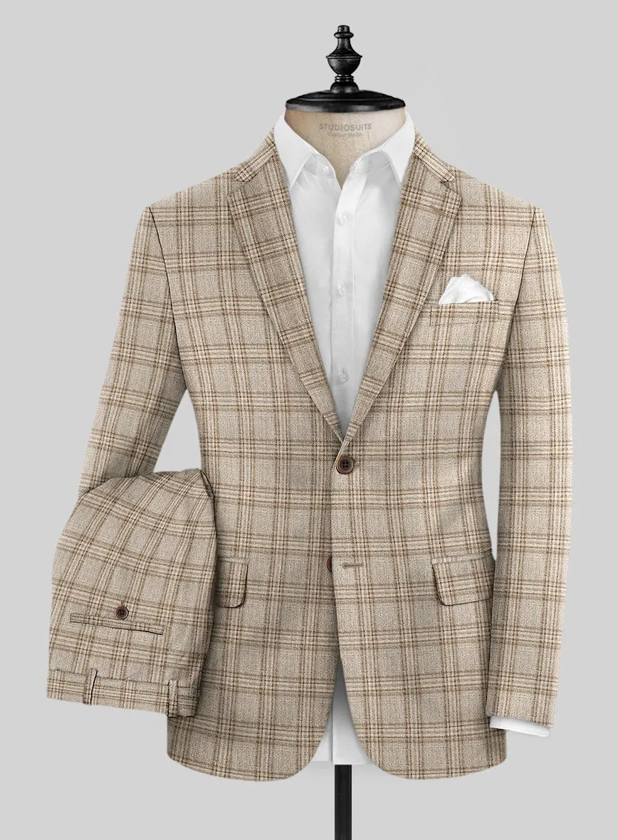 Noble Sofia Beige Wool Silk Linen Suit