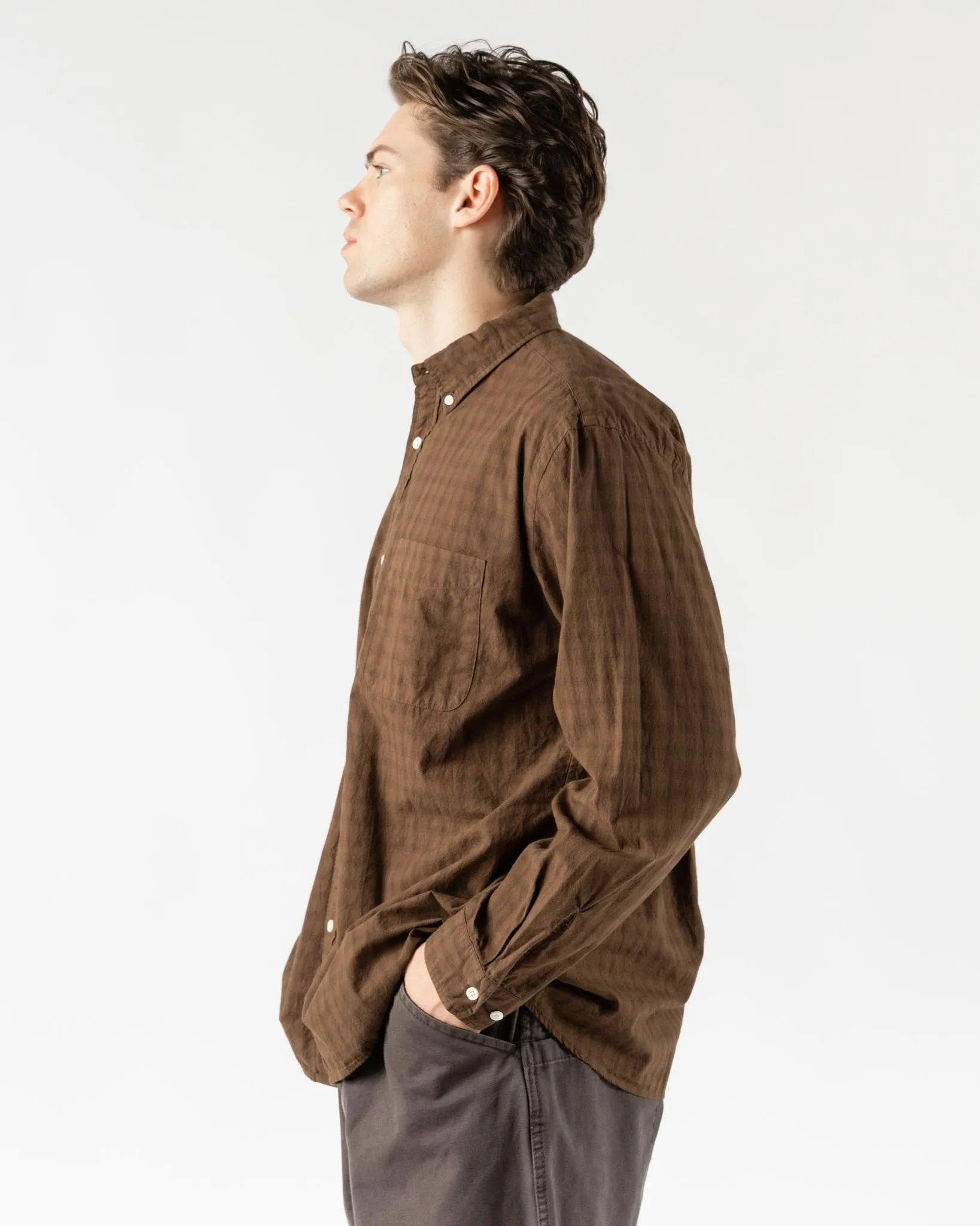 Pilgrim Surf   Supply Ian Check Longsleeve Shirt in Brown