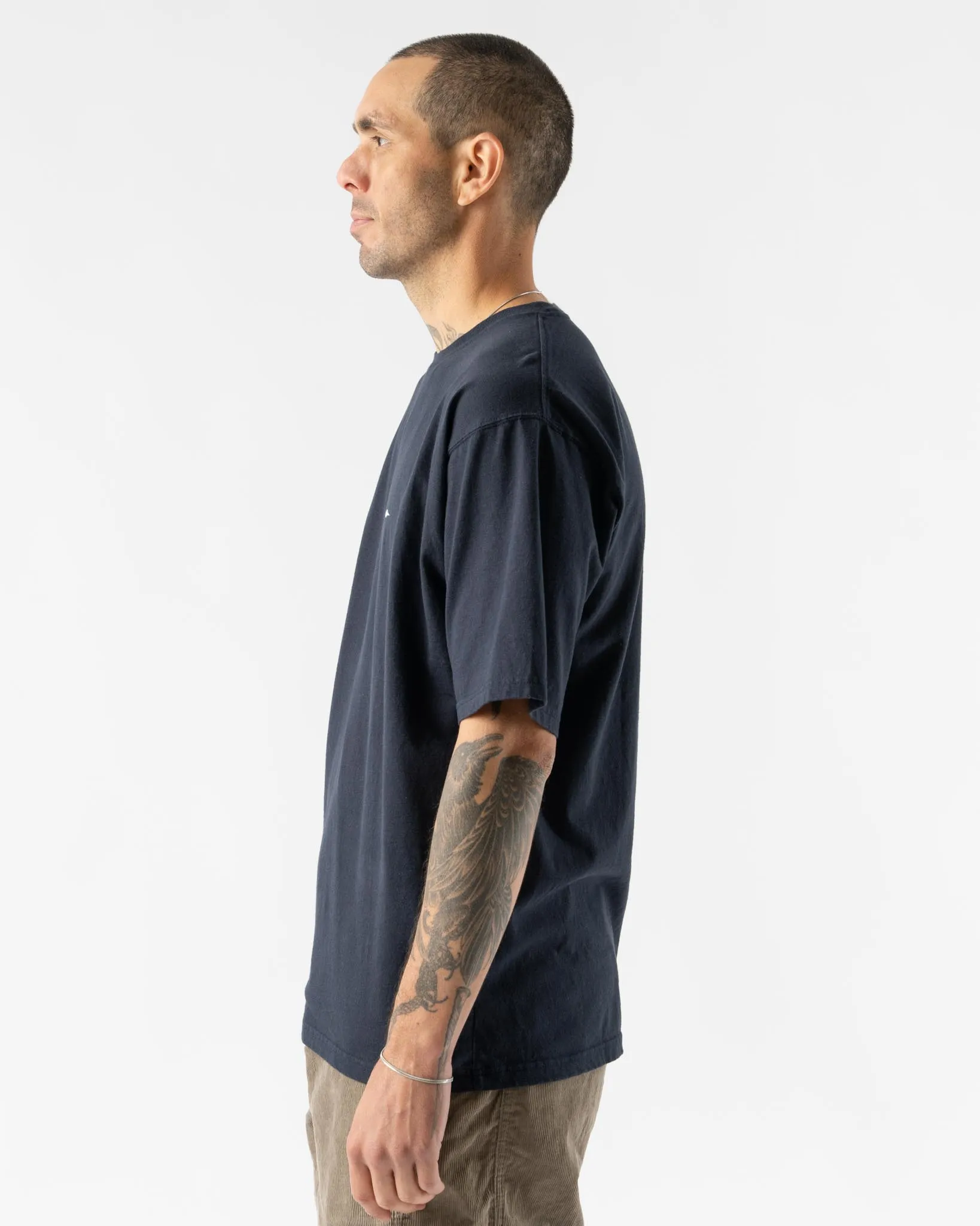 Pilgrim Surf   Supply Minimalist Embroidered Tee in Navy