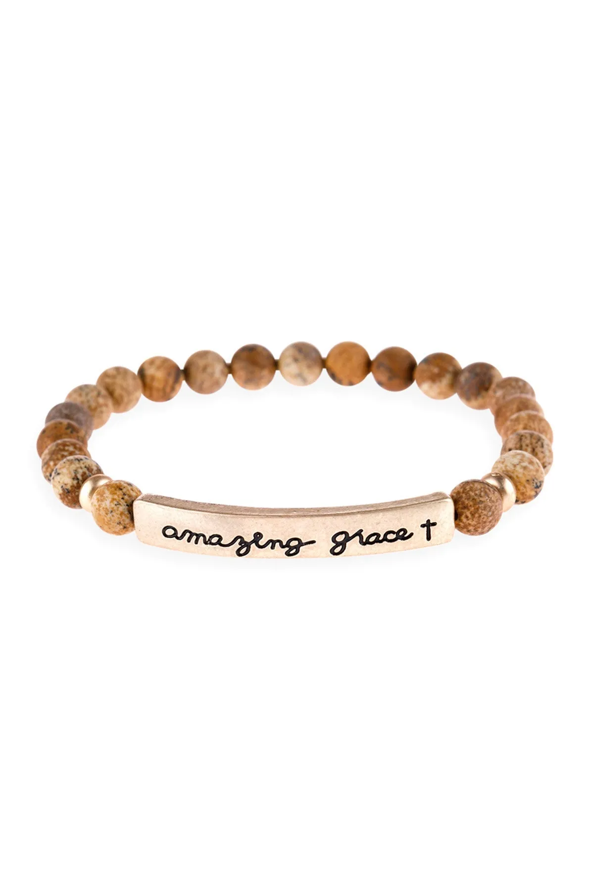 "AMAZING GRACE" NATURAL STONE BEADS STRECH BRACELET/6PCS