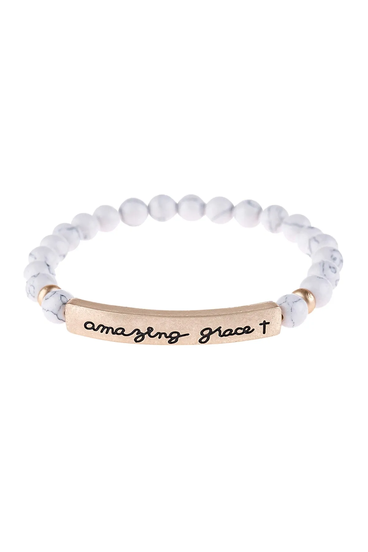 "AMAZING GRACE" NATURAL STONE BEADS STRECH BRACELET/6PCS