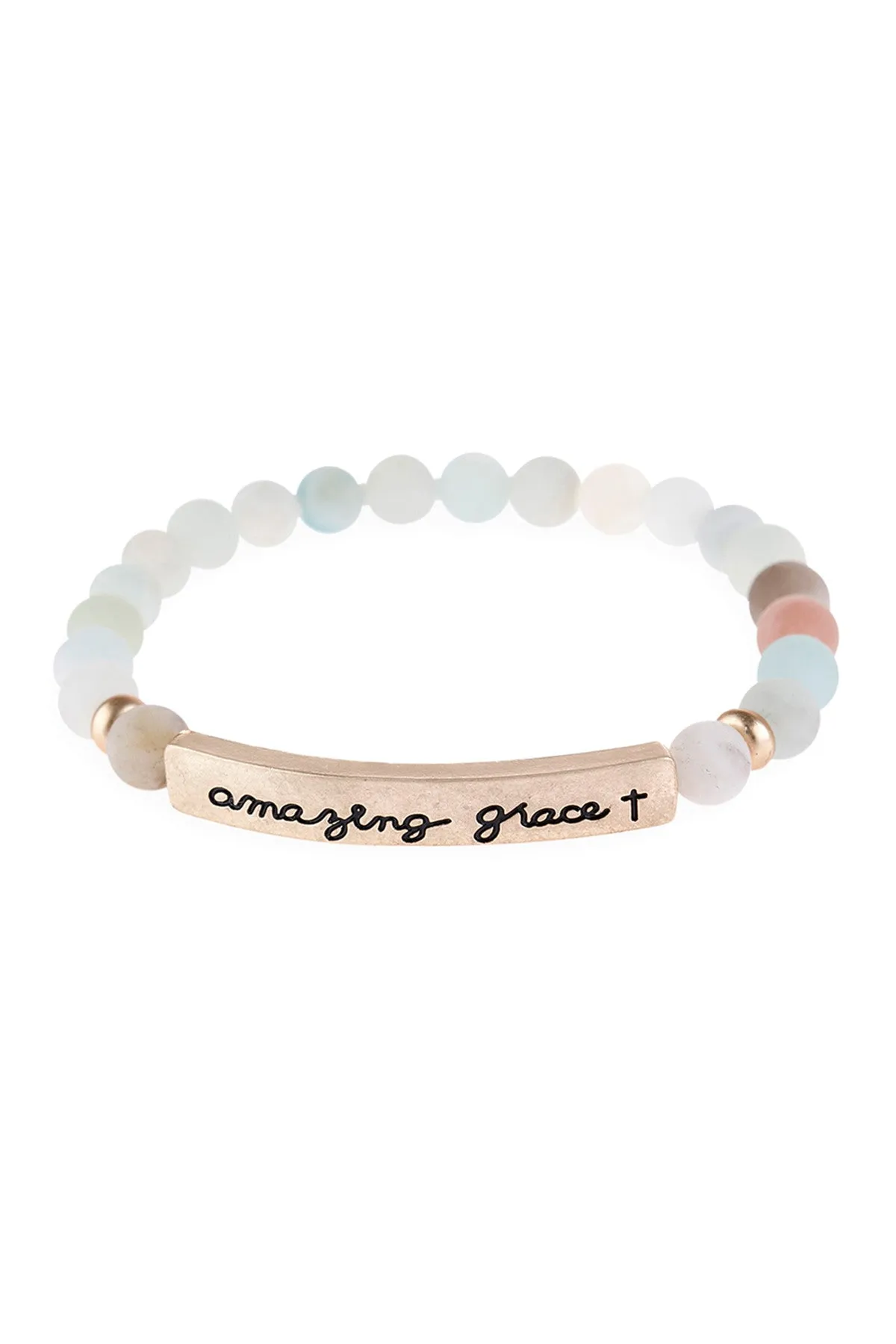 "AMAZING GRACE" NATURAL STONE BEADS STRECH BRACELET/6PCS