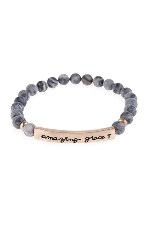 "AMAZING GRACE" NATURAL STONE BEADS STRECH BRACELET/6PCS