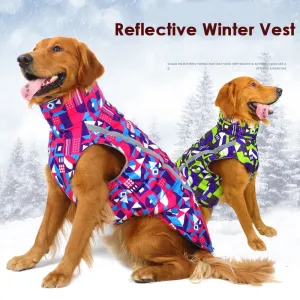 Reflective Dog Vest Winter Pet Clothes Thickened Cotton-Padded Clothes Winter Outdoor Medium Large Dog Reflective Shell Jacket