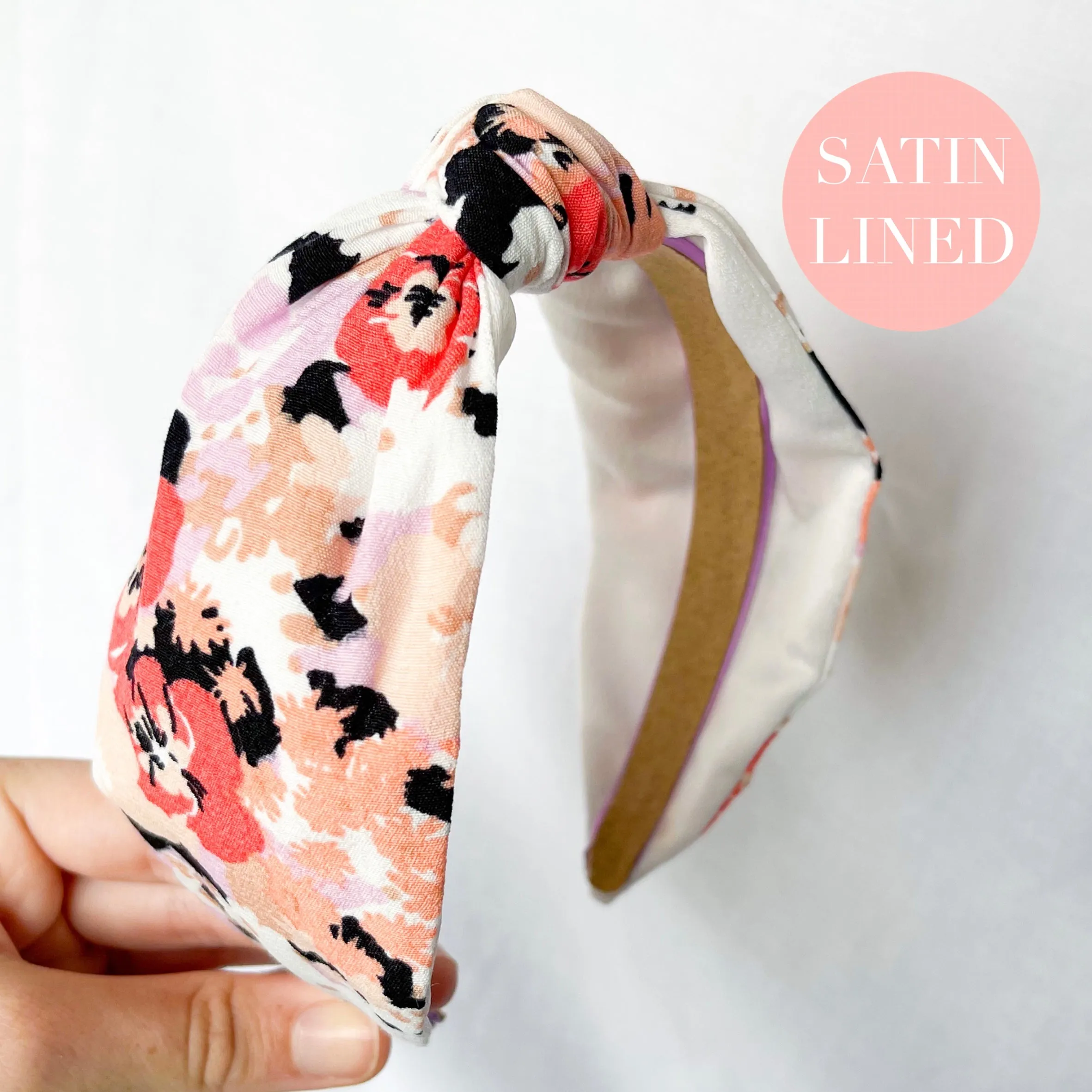 Ruth Floral Satin Lined Knot Headband