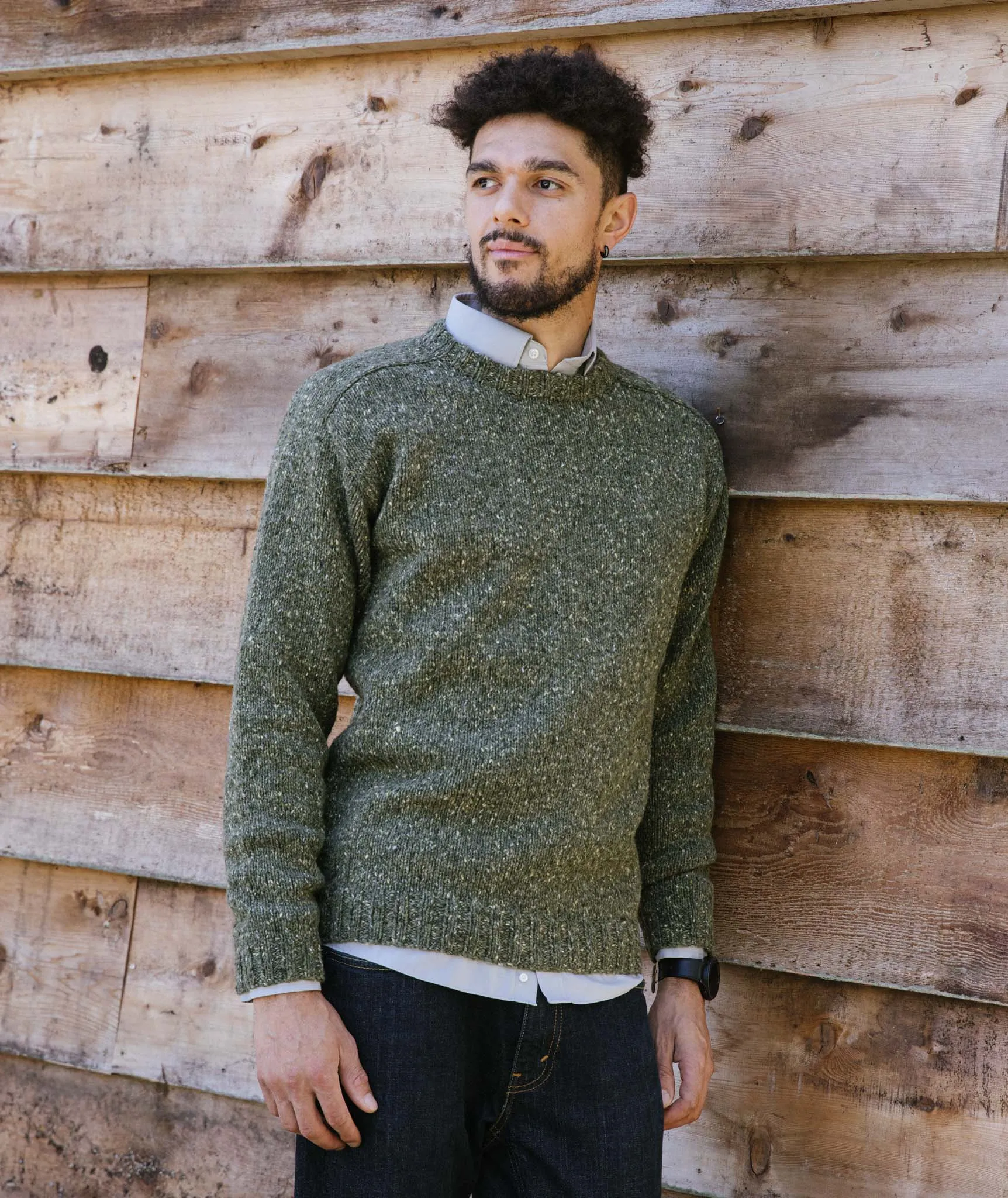 Saddle-Shoulder Men's Pullover: Tapered Body Version Using Kelbourne Woolens Lucky Tweed