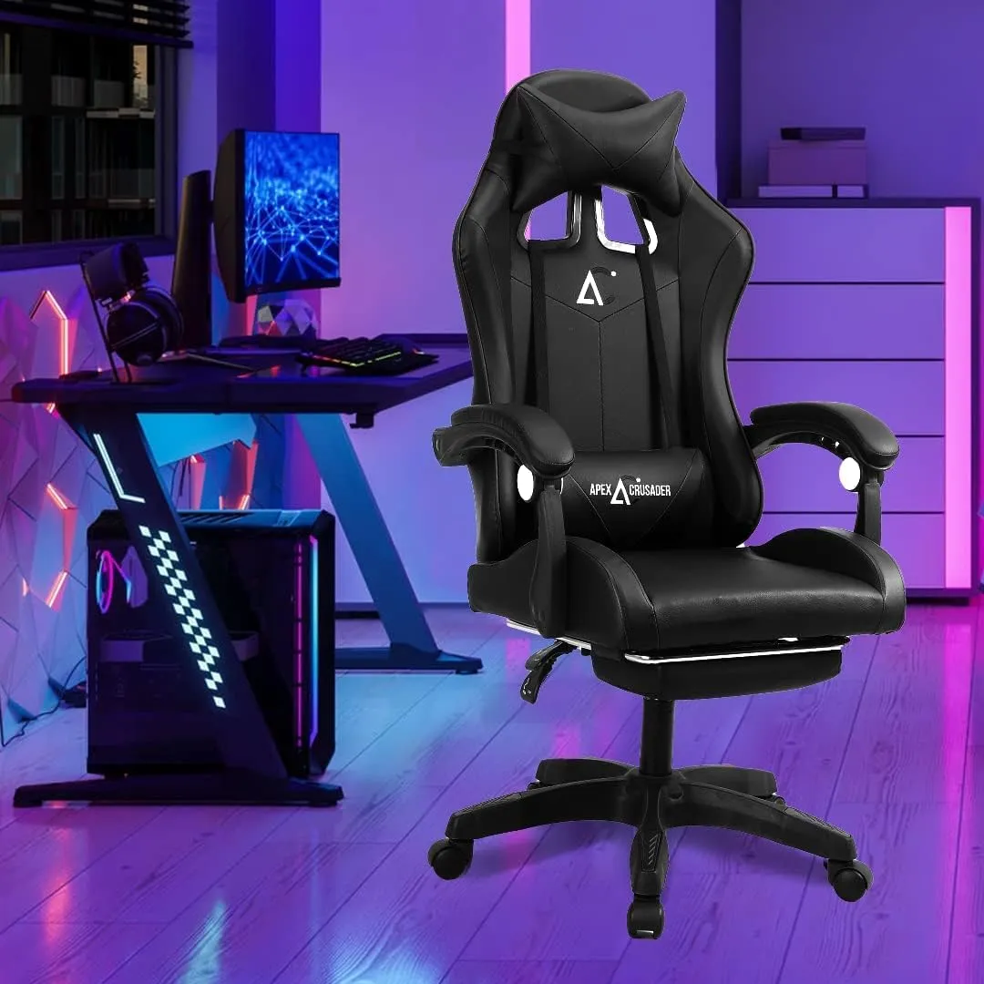 SAVYA HOME Snipe Gaming Chair with Adjustable Headrest & Lumbar Support,135° Recliner Chair| Stretchable Armrest with Footrest,Computer Chair, Apex Crusader Gaming Chair Series (Sniper Black)