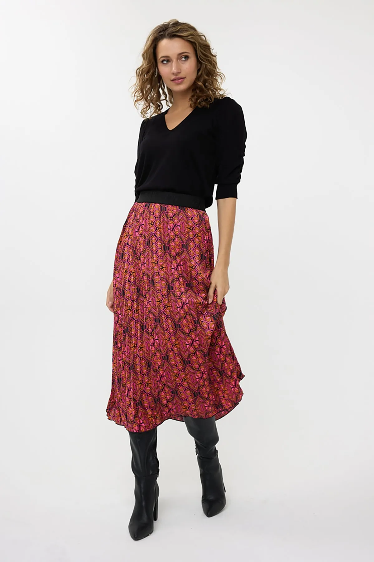 Sensation Print Plisse Skirt