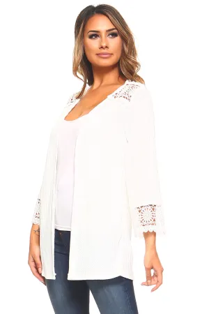 Women's Stretch Crochet Detail Cardigan