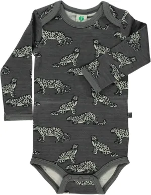 Wool and Cotton Body Suit: Leopard Grey